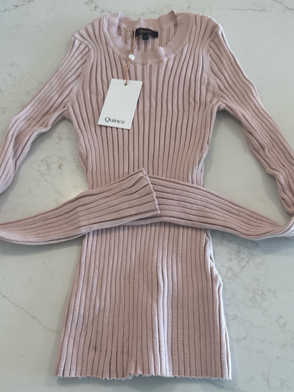 Quince Light Pink LS sweater size small. NWT
